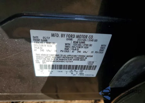 2017 Ford Edge Titanium from USA, damaged, VIN 2FMPK4K90HBC12141